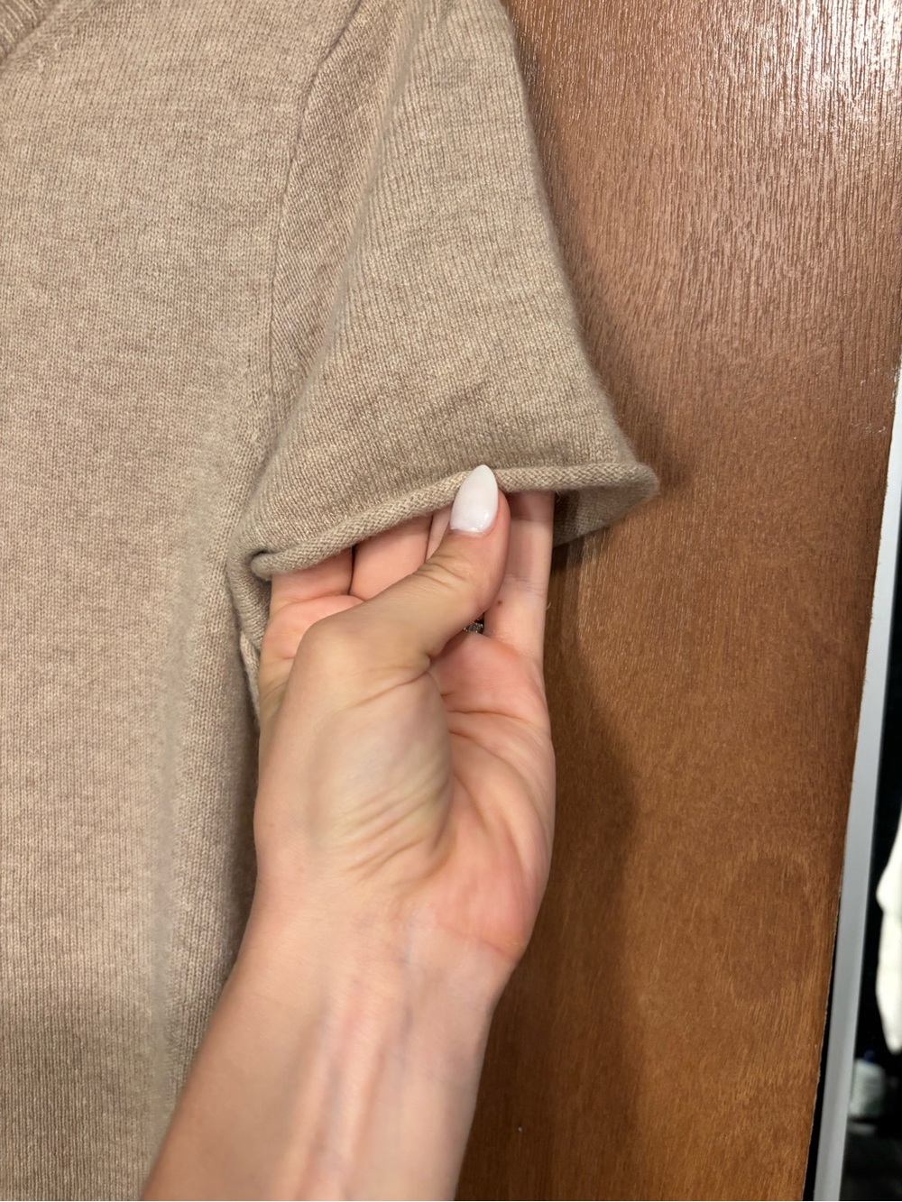 Cashmere J. Crew Short Sleeve Crewneck Sweater in Light Beige - Picture 3 of 7